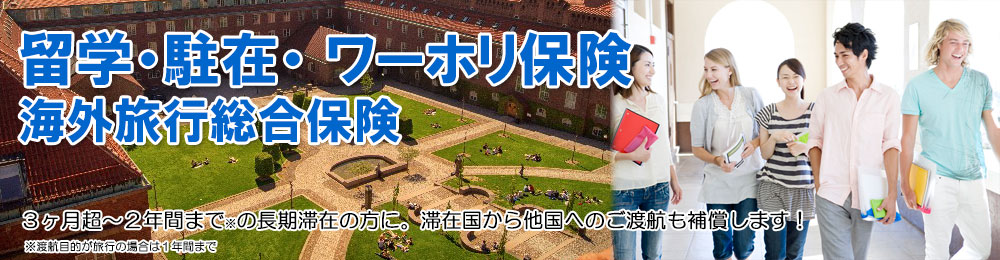 ３ヶ月超～２年間までの長期滞在の方に。滞在国から他国へのご渡航も補償します！